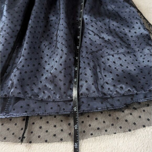 Swiss Polka Dot Mesh Mini Skirt Women's Small Blue Black Satin Tulle Y2K - Picture 5 of 5